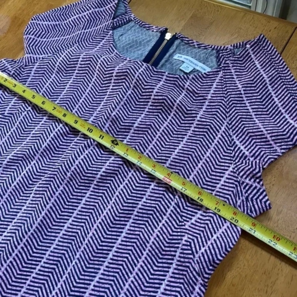Southern Tide Pink Navy Crop Top Blouse Shirt Cotton Cap Sleeve Back Zip, Size L - Picture 9 of 12